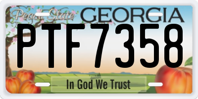 GA license plate PTF7358