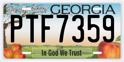 GA license plate PTF7359