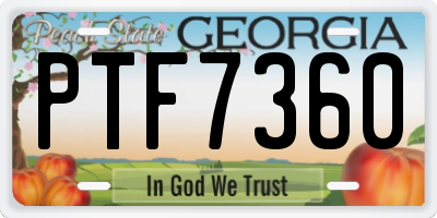 GA license plate PTF7360