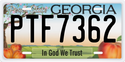 GA license plate PTF7362
