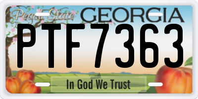 GA license plate PTF7363