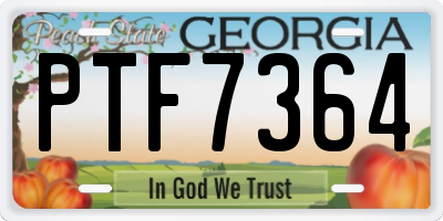 GA license plate PTF7364