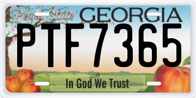 GA license plate PTF7365