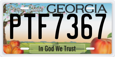 GA license plate PTF7367