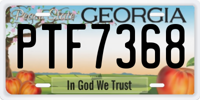GA license plate PTF7368
