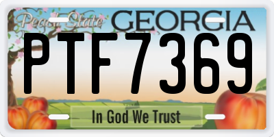 GA license plate PTF7369