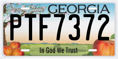 GA license plate PTF7372