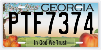 GA license plate PTF7374