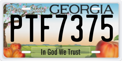 GA license plate PTF7375