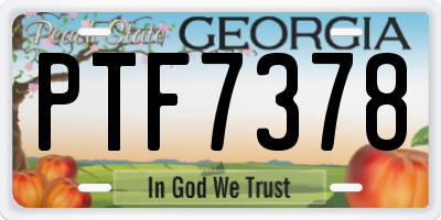 GA license plate PTF7378