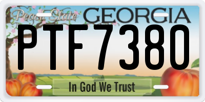 GA license plate PTF7380