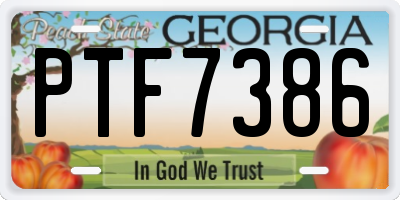 GA license plate PTF7386
