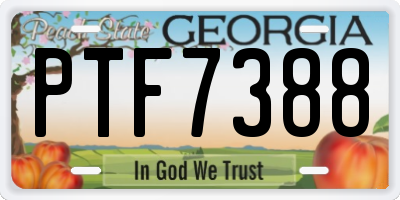 GA license plate PTF7388