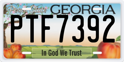 GA license plate PTF7392