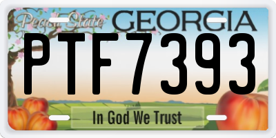GA license plate PTF7393