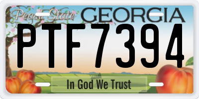 GA license plate PTF7394