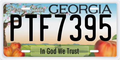 GA license plate PTF7395