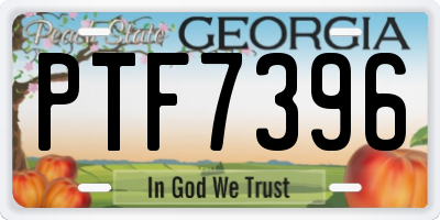 GA license plate PTF7396