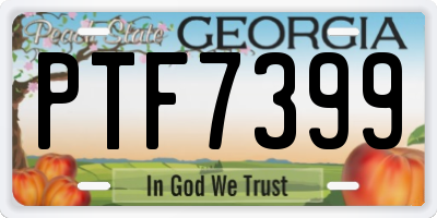 GA license plate PTF7399