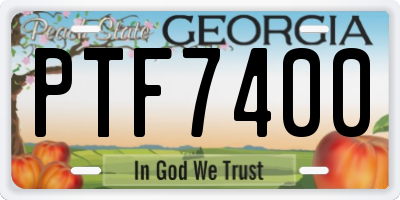 GA license plate PTF7400