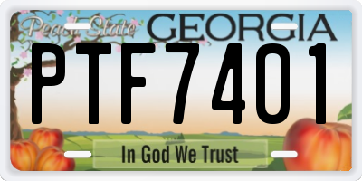 GA license plate PTF7401
