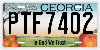 GA license plate PTF7402
