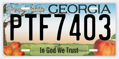 GA license plate PTF7403
