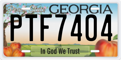 GA license plate PTF7404