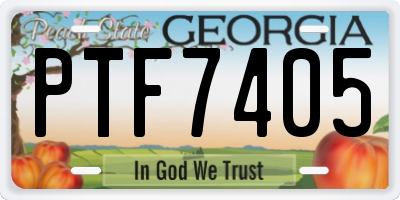 GA license plate PTF7405