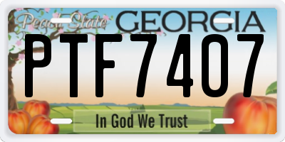 GA license plate PTF7407