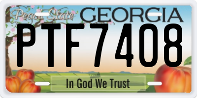 GA license plate PTF7408