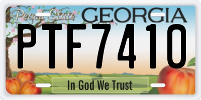 GA license plate PTF7410