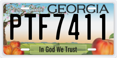 GA license plate PTF7411