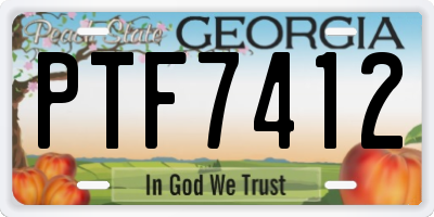 GA license plate PTF7412