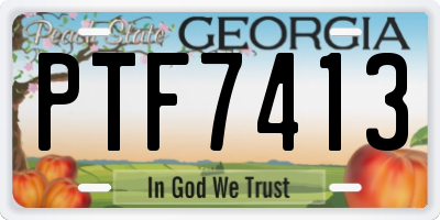 GA license plate PTF7413