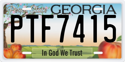 GA license plate PTF7415