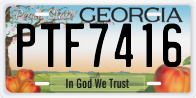 GA license plate PTF7416