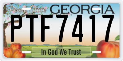 GA license plate PTF7417