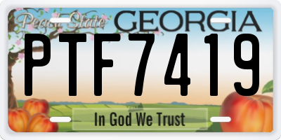 GA license plate PTF7419