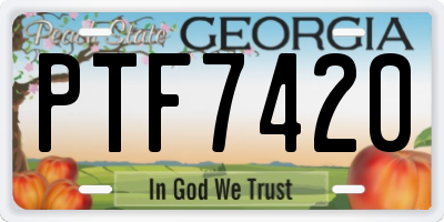 GA license plate PTF7420