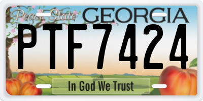 GA license plate PTF7424