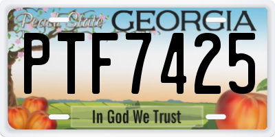 GA license plate PTF7425