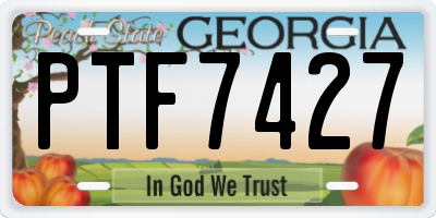 GA license plate PTF7427