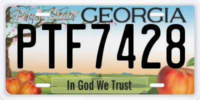 GA license plate PTF7428