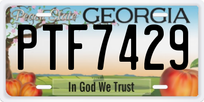 GA license plate PTF7429