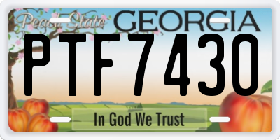 GA license plate PTF7430