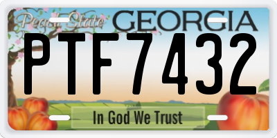 GA license plate PTF7432