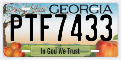 GA license plate PTF7433