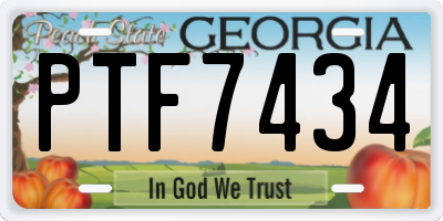 GA license plate PTF7434
