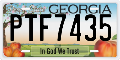 GA license plate PTF7435